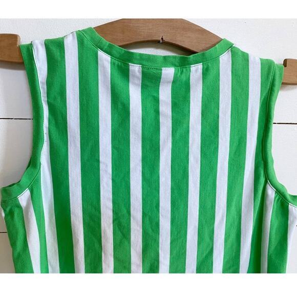 Susan Graver Weekend Green and White Asymmetrical Striped Tank Top S - Picture 6 of 12